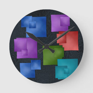 Handmaid Fused Glass Look Modern Art Round Clock