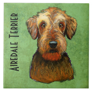 Handpainted Airedale Terrier Ceramic Tile