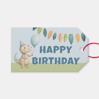 HandPainted Birthday Dinos Gift Tag