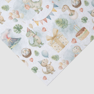 HandPainted Birthday Dinos Tissue Paper