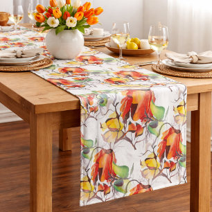 Handpainted Botanical Dining Home Decor Gift Long Table Runner