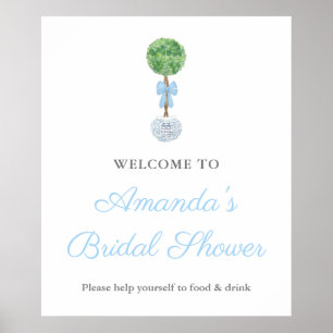Handpainted Boxwood Topiary Wedding Shower Welcome Poster