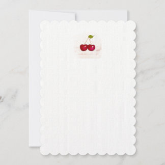 Handpainted CHERRIES on Elegant Paper Stationery Invitation