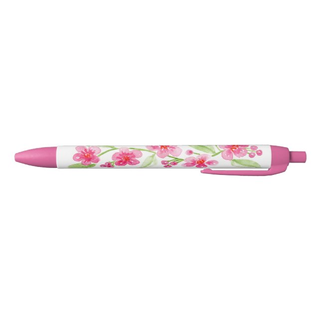 Handpainted Cherry Blossoms Needlepoint Black Ink Pen (Bottom)