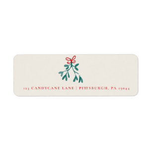 Handpainted Christmas Mistletoe Return Address  Label