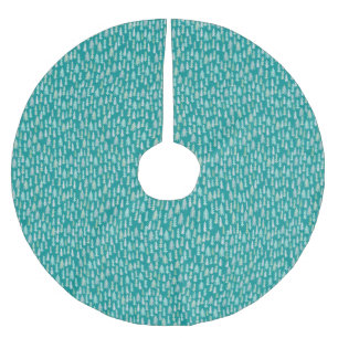 Handpainted Christmas Trees Aqua White Blue Teal Brushed Polyester Tree Skirt