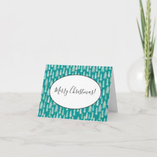 Handpainted Christmas Trees Aqua White Blue Teal Note Card