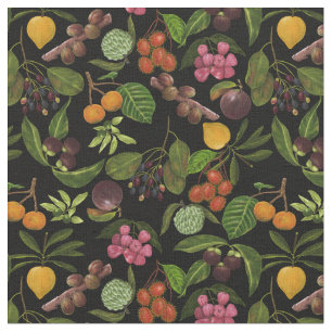 Handpainted Colourful Exotic Tropical Fruit Patter Fabric