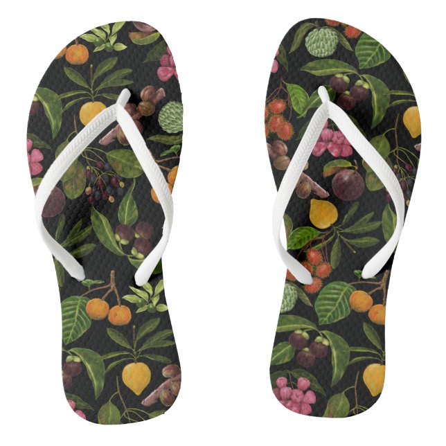 Handpainted Colourful Exotic Tropical Fruit Patter Thongs (Footbed)