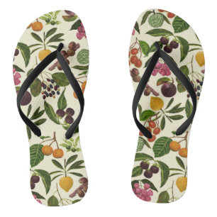 Handpainted Colourful Rustic Tropical Fruit Patter Thongs