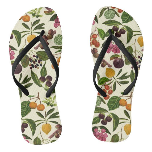 Handpainted Colourful Rustic Tropical Fruit Patter Thongs (Footbed)