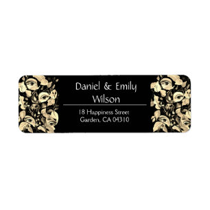 Handpainted Elegant Feminine Eyes Colourful Leaves Return Address Label