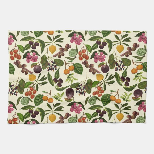 Handpainted Exotic Tropical Fruits Pattern Tea Towel (Horizontal)