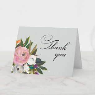 Handpainted Floral 100th Birthday Party Thank You Card