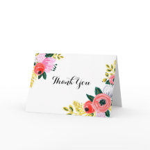 Handpainted Floral Thank you card
