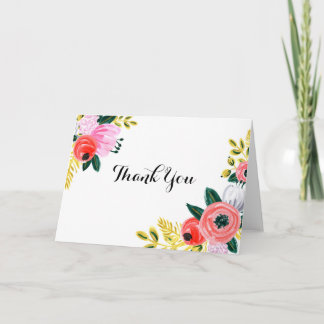 Handpainted Floral Thank you card