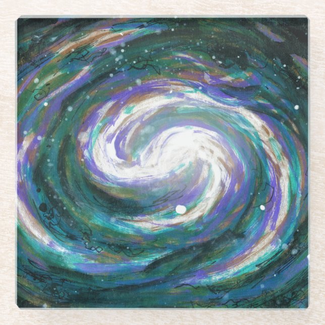 Handpainted Galaxy Glass Coaster (Front)