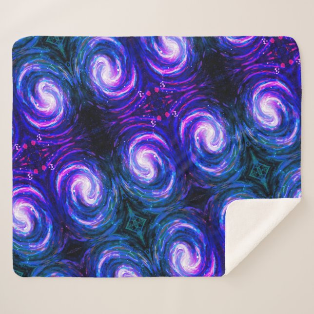 Handpainted Galaxy Sherpa Blanket (Front (Horizontal))