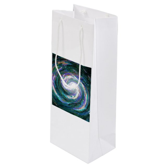 Handpainted Galaxy Wine Gift Bag (Front Angled)