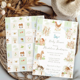 Handpainted Grandmillenial Farm Quilt Baby Shower Invitation