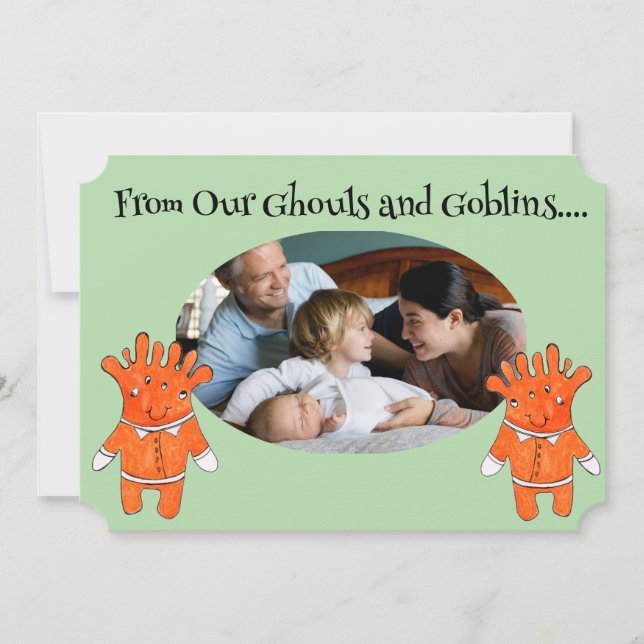 Handpainted Halloween Ghouls and Goblins PHOTO Card (Front)