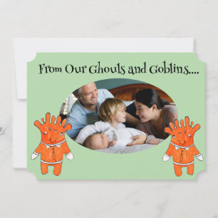 Handpainted Halloween Ghouls and Goblins PHOTO Card