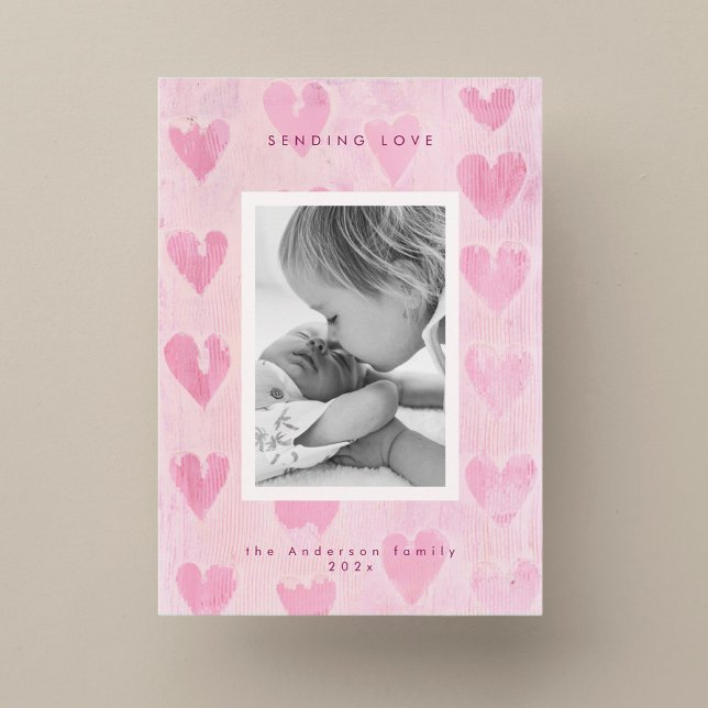 Handpainted heart valentine's photo greeting card  (Creator Uploaded)