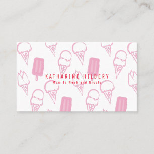 Handpainted Ice Cream Pattern Pink Mummy Business Card