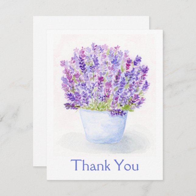 Handpainted Loose Watercolor Lavender Floral  Card (Front/Back)