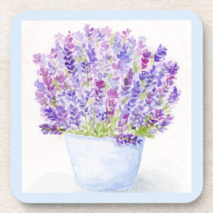Handpainted Loose Watercolor Lavender Floral Coaster