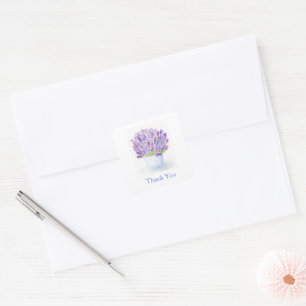 Handpainted Loose Watercolor Lavender Floral  Square Sticker