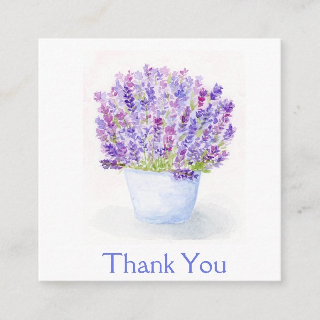 Handpainted Loose Watercolor Lavender THANK YOU Enclosure Card (Front)