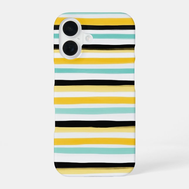 Handpainted Multicolor Horizontal Stripes iPhone 16 Case (Back)