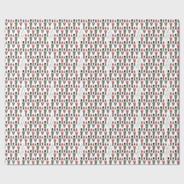 Handpainted Nutcracker Toy Soldier Merry Christmas Wrapping Paper (Seam)
