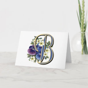 Handpainted Pansy IInitial - B Note Card