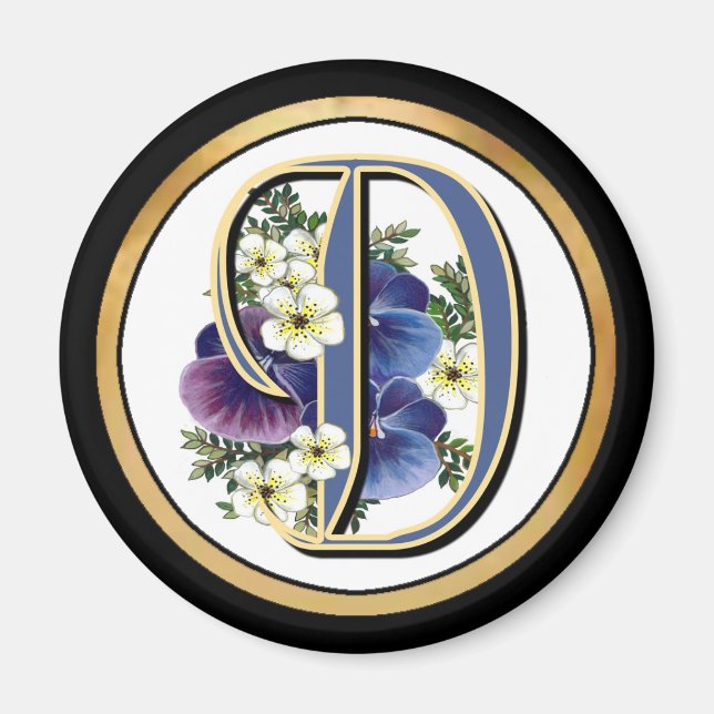 Handpainted Pansy IInitial - D Magnet (Front)