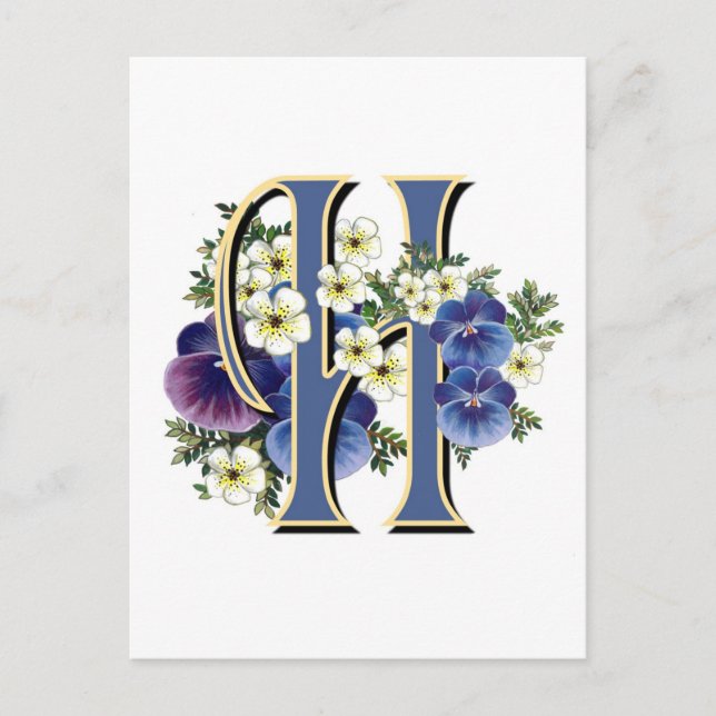 Handpainted Pansy Initial - H Postcard (Front)