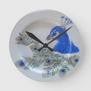 Handpainted Peacock Wall Clock