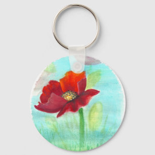 Handpainted Poppy key chain