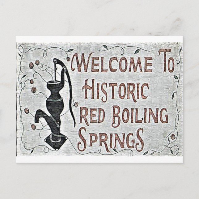 Handpainted Red Boiling Springs Sign Postcard (Front)