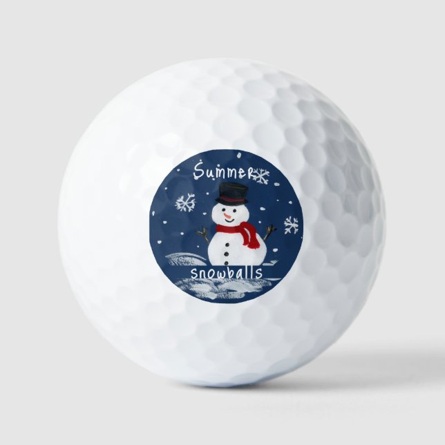 Handpainted Snowman SNOWBALLS Golf Balls (Front)