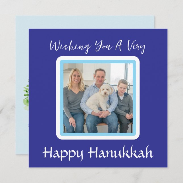 Handpainted Snowy Winter Trees HANUKKAH PHOTO CARD (Front/Back)