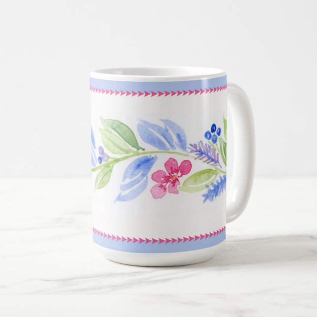 Handpainted Watercolor Floral Pastels Coffee Mug (Front Right)