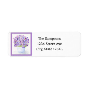 Handpainted Watercolor Lavender Floral 2 Return Address Label