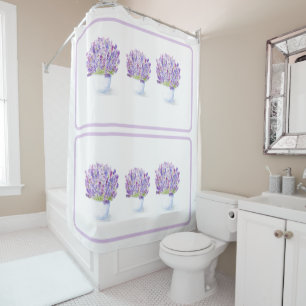 Handpainted Watercolor Lavender Floral  Shower Curtain