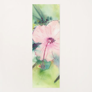 Handpainted Watercolour Belizean Hibiscus Flower Yoga Mat