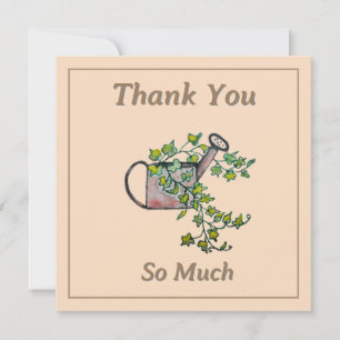 Handpainted Watering Can and Ivy Thank You Note Card