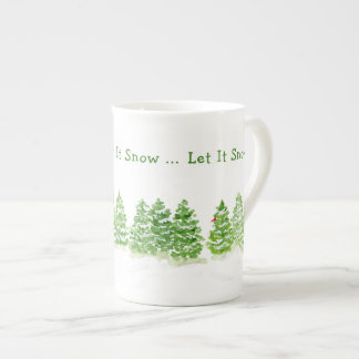 Handpainted Winter Trees Let It Snow Bone China Mug