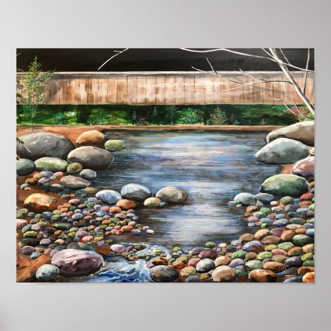  HandpaintedLandscape Painting Brook in Forset Poster (Front)