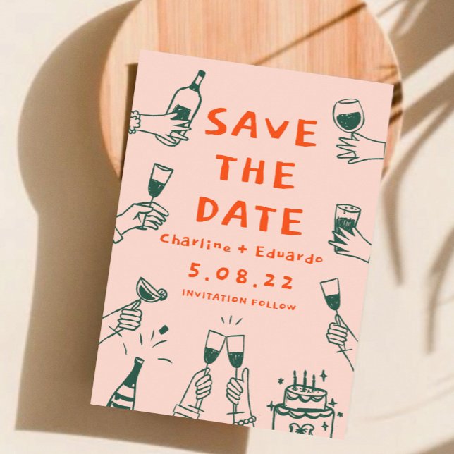 Handpainting Funky Retro Contemporary Save The Date (Creator Uploaded)